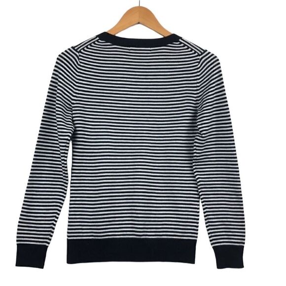 BANANA REPUBLIC Crew Sweater Black and White Striped with Sequins Women's XS - Picture 2 of 5